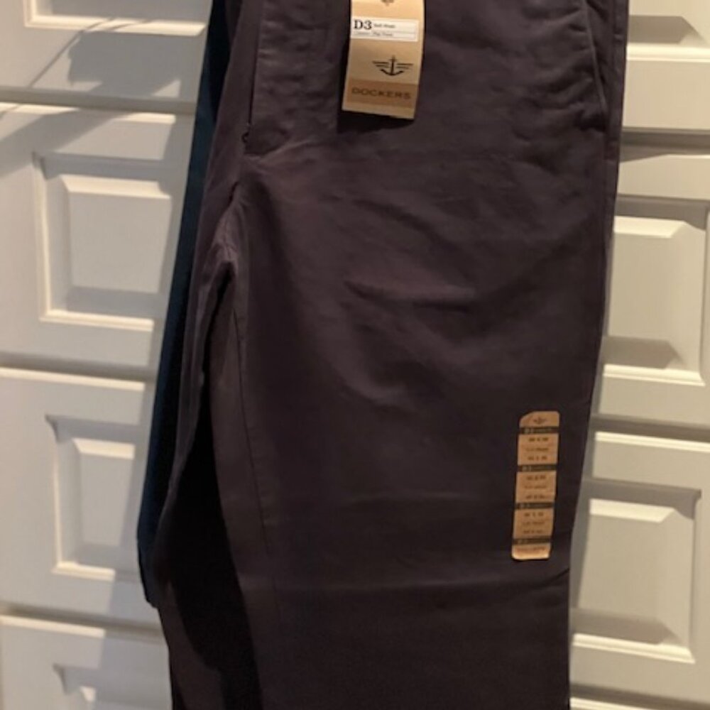 DOCKERS FLAT FRONT MEN'S PANT, NEW BLUE-DOCKERS